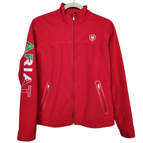 Ariat Classic Team Softshell Mexico Flag Red 10033526 Zip Jacket Womens Size M - Picture 1 of 16